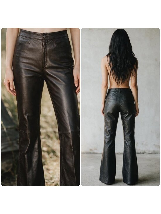 Wilsons Leather Pants - Vintage Wilsons Leather Bootcut Flare Pants Black Size 6 Women Grunge Rockstar